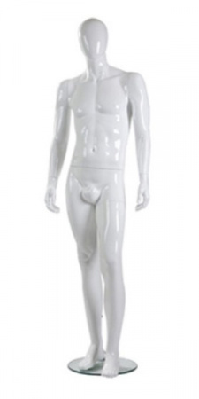 Мужской абстрактный манекен в полный рост \ Basic-01, Белый глянцевый