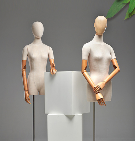 Женский абстрактный манекен-торс с шарнирными деревянными руками \ YMY-23F