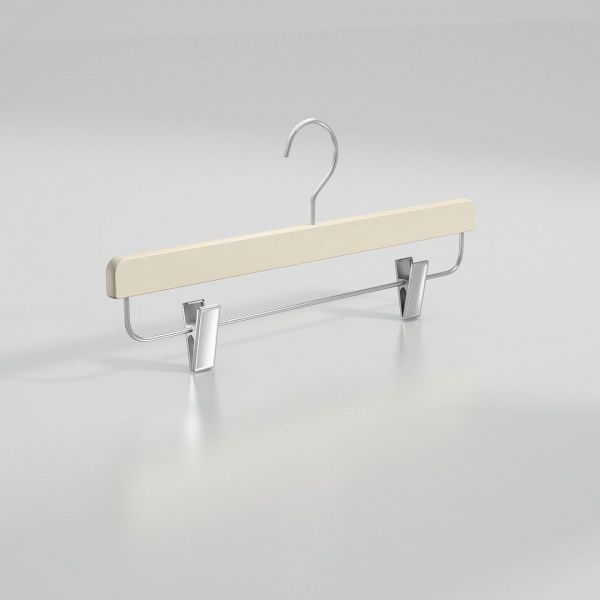 Вешалка-плечики из натурального бука с клипсами для юбок и брюк \ STB33