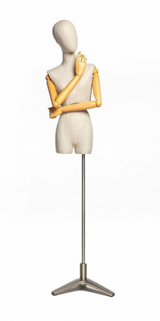 Женский абстрактный манекен с подвижным торсом и шарнирными деревянными руками \ VNGT-01F