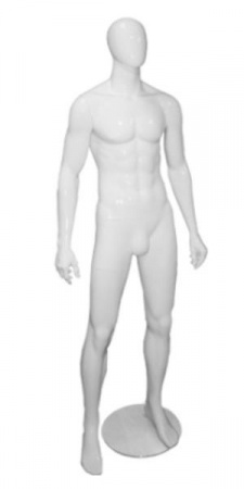 Мужской абстрактный манекен в полный рост \ G-17, Белый глянцевый