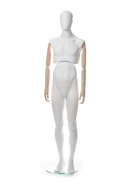 Мужской манекен с деревянными руками и подвижным торсом \ Move-ES113, подставка металл