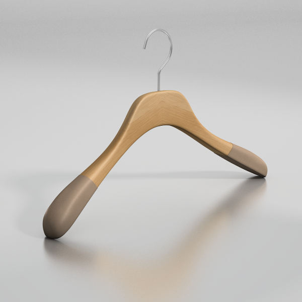 Вешалка-плечики из натурального бука с бархатными плечиками \ GLB51F, длина 45, Бук, крючок классический серебро, логотип - нет