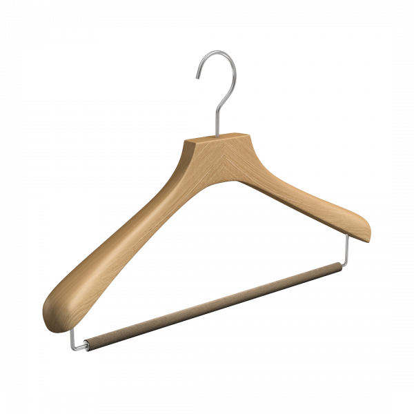 Вешалка-плечики из натурального бука с перекладиной \ STB52, длина 45, Бук, крючок классический серебро, логотип - нет