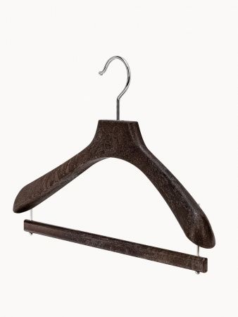 Вешалка-плечики с клипсами для костюмов \ ECO-BFC-45, Шоколадный, покрытие - флок 1/2 плеча, логотип - гравировка